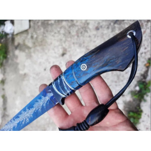 МОЗАЇЧНИЙ ДАМАСК ексклюзивний ніж ручної роботи майстра студії Павла Гончаренка, замовити купити в Україні (Сталь - мозаїчний дамаск 61 HRC). Photo 2